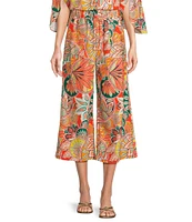 Jude Connally Campbell Stained Glass Print Elastic Waist Wide Leg Cropped Coordinating Pants