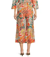 Jude Connally Campbell Stained Glass Print Elastic Waist Wide Leg Cropped Coordinating Pants