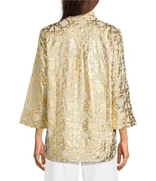 Jude Connally Cricket Bamboo Rattan Print Stand Collar 3/4 Sleeve Top