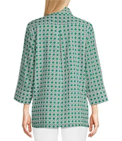 Jude Connally Cricket Petite Rattan Print Stand Collar Long Sleeve Top