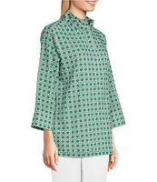 Jude Connally Cricket Petite Rattan Print Stand Collar Long Sleeve Top