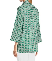 Jude Connally Cricket Petite Rattan Print Stand Collar Long Sleeve Top