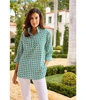 Jude Connally Cricket Petite Rattan Print Stand Collar Long Sleeve Top