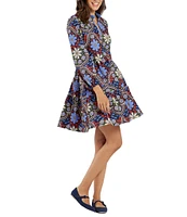 Jude Connally Dolly Floral Print Jude Cloth Split V-Neck Bracelet Sleeve Tiered Dress