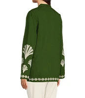 Jude Connally Elyce Embroidered Linen V-Neck Long Sleeve Tunic
