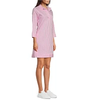 Jude Connally Finley Stripe Point Collar Long Sleeve Dress