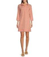 Jude Connally Finley Stripe Point Collar Long Sleeve Dress