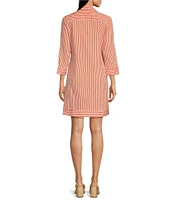 Jude Connally Finley Stripe Point Collar Long Sleeve Dress