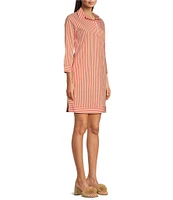 Jude Connally Finley Stripe Point Collar Long Sleeve Dress