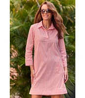 Jude Connally Finley Stripe Point Collar Long Sleeve Dress