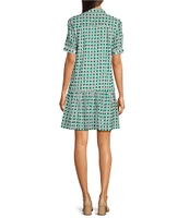 Jude Connally Harriet Petite Rattan Point Collar Short Puff Sleeve Dress
