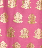 Jude Connally Helen Foiled Foulard Border Print Stand Collar Long Sleeve Dress