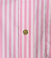 Jude Connally Kimber Cotton Stripe Point Collar Curved High-Low Long Sleeve Button-Front Shirt