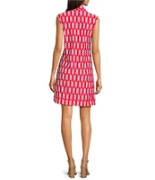 Jude Connally Kristen Sailors Knot Print Jude Cloth Stretch Knit Mandarin Collar Sleeveless Dress