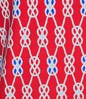 Jude Connally Kristen Sailors Knot Print Jude Cloth Stretch Knit Mandarin Collar Sleeveless Dress