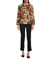 Jude Connally Lorraine Falling Floral Print Cotton Voile Banded Round Neck Long Sleeve Button Front Shirt