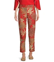 Jude Connally Lucia Classic Mums Print Jude Cloth Stretch Knit Wrinkle-Free Pull-On Coordinating Cropped Pants