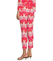 Jude Connally Lucia Paradise Ikat Print Jude Cloth Stretch Knit Wrinkle Free Pull-On Coordinating Cropped Pants