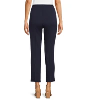 Jude Connally Lucia Ponte Knit Elastic Waistband Straight Pull-On Ankle Pants