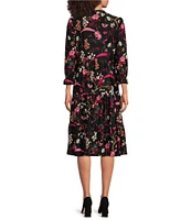 Jude Connally Maggie Floral Menagerie Print Jude Cloth Stretch Knit Wrinkle-Free V-Neck A-Line Tiered Dress