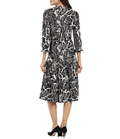 Jude Connally Maggie Python Print Jude Cloth Stretch Knit Split V-Neck A-Line Tiered Dress