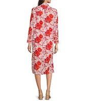 Jude Connally Martha Painted Blooms Print Point Collar Long Sleeve Midi Dress
