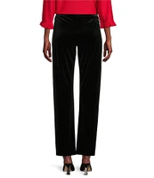 Jude Connally Martina Stretch Velvet Wide Leg Split Front Hem Pull-On Pants