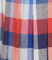Jude Connally Meredith Montauk Plaid Linen Blend A-Line Coordinating Midi Skirt