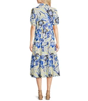 Jude Connally Portia Knit Jude Cloth Blooming Botanics Print V-Neck Tiered Dress