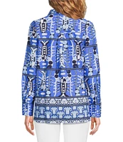 Jude Connally Pru Stretch Poplin Seaside Catch Print Point Collar Long Sleeve Top