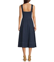 Jude Connally Sabrina Denim Sweetheart Neck Sleeveless Fit-And-Flare Midi Dress