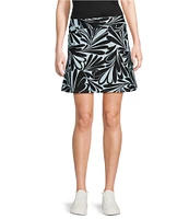 Jude Connally Sonia Knit Decorative Fan Print A-Line Side Slit Pull-On Skort