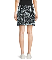 Jude Connally Sonia Knit Decorative Fan Print A-Line Side Slit Pull-On Skort