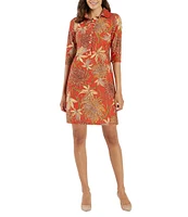 Jude Connally Susanna Classic Mum Print Point Collar 3/4 Sleeve Polished Classic Shirt Dress