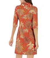 Jude Connally Susanna Classic Mum Print Point Collar 3/4 Sleeve Polished Classic Shirt Dress