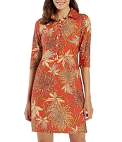 Jude Connally Susanna Classic Mum Print Point Collar 3/4 Sleeve Polished Classic Shirt Dress