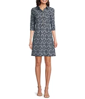 Jude Connally Susanna Point Collar 3/4 Sleeve Polished Classic Shirt Dress