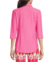 Jude Connally Sylvia Knit Jude Cloth Point Collar Long Sleeve Button Front Top