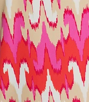 Jude Connally Tierney Paradise Print Knit Point Collar V-Neck Short Puff Sleeve Drop Waist Flounce Hem Dress