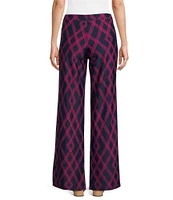 Jude Connally Trixie Jude Cloth Knit Diamond Lattice Print Wide-Leg Pull-On Pants