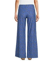 Jude Connally Trixie Jude Cloth Knit Garden Lattice Print Wide Leg Pull-On Pants