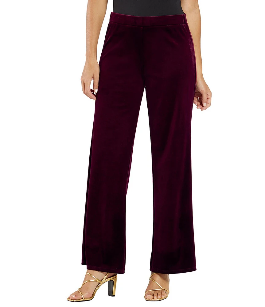 Jude Connally Trixie Stretch Velvet Flat Front Wide Leg Pant