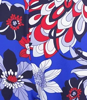 Jude Connally Trixie Twirling Peacock Print Stretch Knit Wide Leg Cropped Coordinating Pull-On Pants