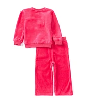 Juicy Couture Baby Girls 12-24 Months Long Sleeve Ruffle-Trimmed Velour Sweatshirt & Matching Jogger Pant Set