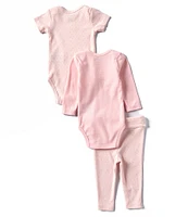 Juicy Couture Baby Girls Newborn-6 Months Long Sleeve Logo-Detailed Bodysuit & Short Sleeve Heart-Motif Bodysuit & Leggings Set