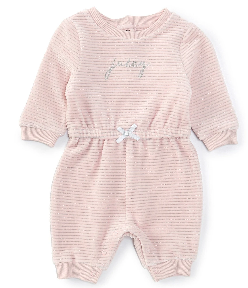 Juicy Couture Baby Girls Newborn-6 Months Long-Sleeve Striped Velour Coverall