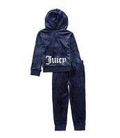 Juicy Couture Little Girls 2T-6X Classic Sparkle Zip Velour Jacket & Jogger 2-Piece Set