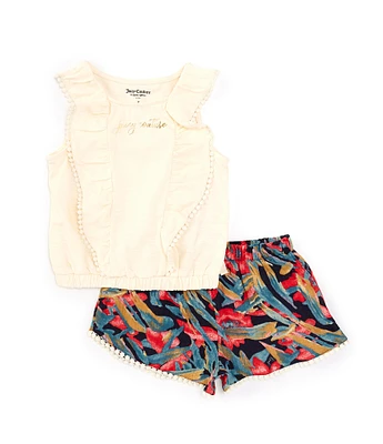 Juicy Couture Little Girls 2T-6X Slub Jersey Top & Tropical Flutter Short Set