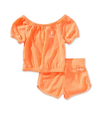 Juicy Couture Little Girls 4-6X Loop Terry 2-Piece Top & Short Set