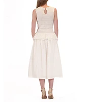 Julia Jordan Crochet Top Sleeveless Mixed Media Fit & Flare Midi Dress